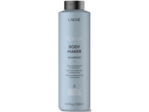 Lakme apimties plaukams suteikiantis šampūnas Teknia Body Maker Shampoo ploniems ir silpniems plaukams 1000ml